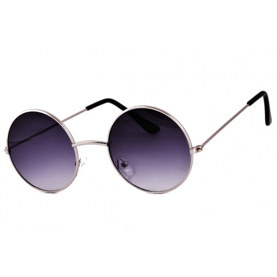 Lenonki okulary przeciwsłoneczne czarno srebrne hippie retro 449B